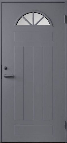 Теплая входная дверь SWEDOOR by Jeld-Wen Basic B0050, темно-серая (RR23) М9x21,  Правая