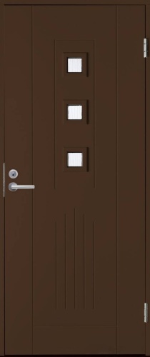 Теплая входная дверь SWEDOOR by Jeld-Wen Basic B0060, коричневая (цвет RR32), М10*21, ПРАВАЯ , замок LC102, №11