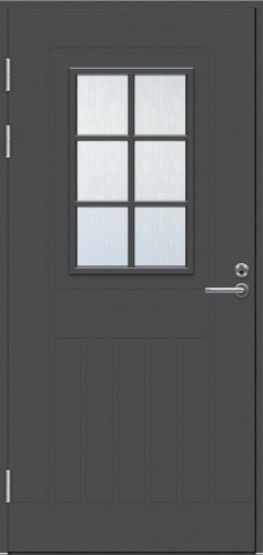 Теплая входная дверь SWEDOOR by Jeld-Wen Function F1848 W71 тёмно-серая М9х21, левая