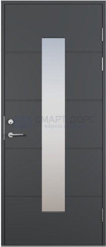 Дверь наружная деревянная ScanDo L024, тёмно-серая, 9*21, правое