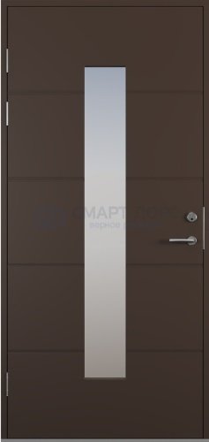 Дверь наружная деревянная ScanDo L024, тёмно-коричневая, 10*21, левое