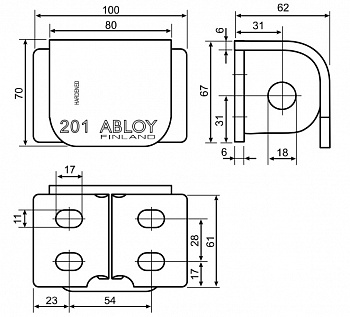 Петли Abloy PL201/203 для навесных замков с дужкой до 18 мм.