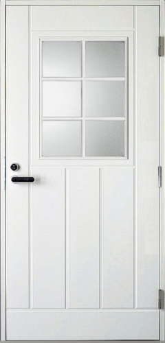 Дверь входная Kaski VO2_6RX, белая + VAL565SETC (Ручка и цилиндр в комплекте), 9*21, правое