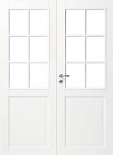 Дверь белая массивная SWEDOOR by Jeld-Wen Craft 102, двустворчатая, M15(705+715)х21, Правая, Белый NCS S 0502-Y
