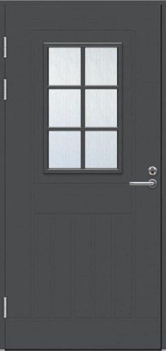Теплая входная дверь SWEDOOR by Jeld-Wen Function F1848 W71 тёмно-серая М9х21, левая