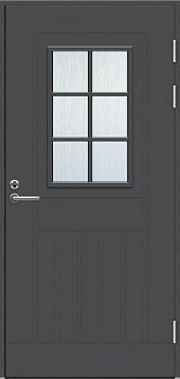 Теплая финская входная дверь SWEDOOR by Jeld-Wen Function F1848 W71 темно-серая (цвет RR23), с замком ABLOY LC102