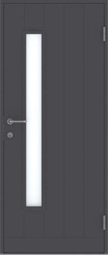 Теплая финская входная дверь SWEDOOR by Jeld-Wen Basic B0034, тёмно-серая,  9*21, ПРАВАЯ, замок LC102