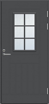 Теплая финская входная дверь SWEDOOR by Jeld-Wen Function F1848 W71 темно-серая (цвет RR23), с замком ABLOY LC200