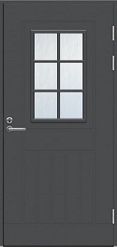 Теплая финская входная дверь SWEDOOR by Jeld-Wen Function F1848 W71 темно-серая (цвет RR23), с замком ABLOY LC200