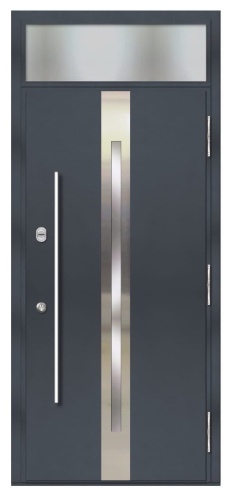 Тёплая входная дверь с терморазрывом НОРД 85 Термико НС-41К26А, размер 2210*1000*135 + фрамуга 300*1000*135, правая, цвет БЕЛЫЙ/ЧЁРНЫЙ